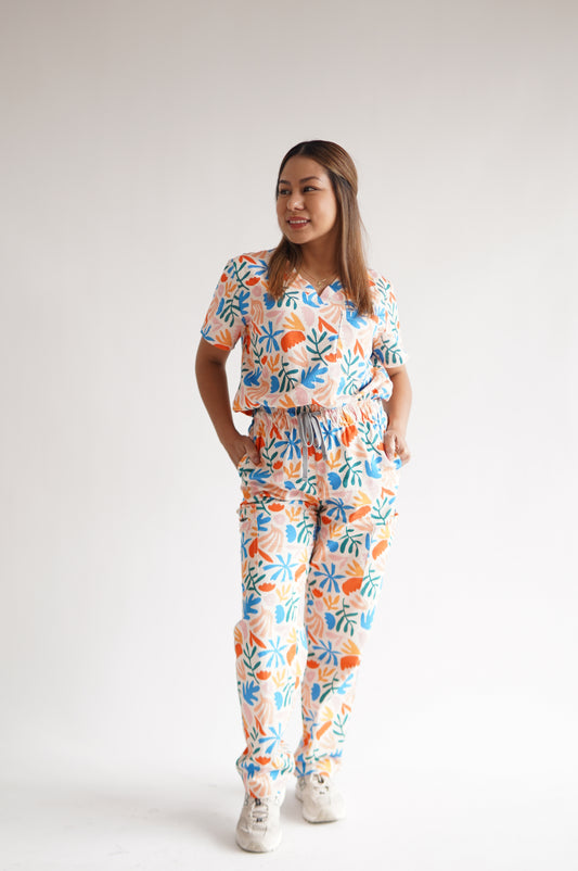 Blooming Bliss Cotton Scrub Set – Stylish & Affordable Scrubs